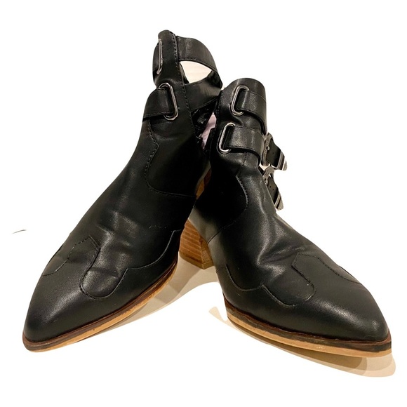 Carlos Santana Black Western Cowboy Booties with Dual Strap Closure Size 8.5 - Picture 1 of 10